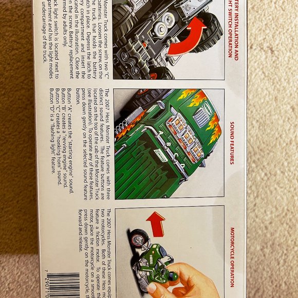 NIB Vintage 2007 HESS Oil Company Toy MONSTER Truck w/2 Motorcycles and  org bag - Picture 7 of 8